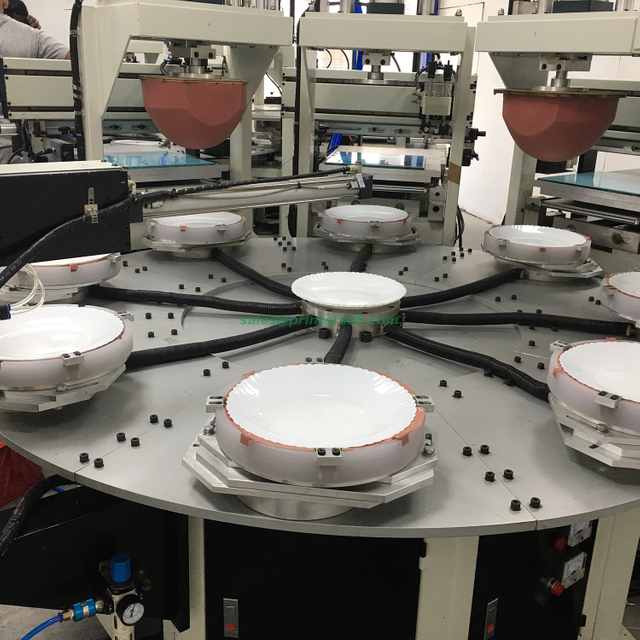 Tampografía de tres colores para platos de cerámica Tazones (HX-350-3P)