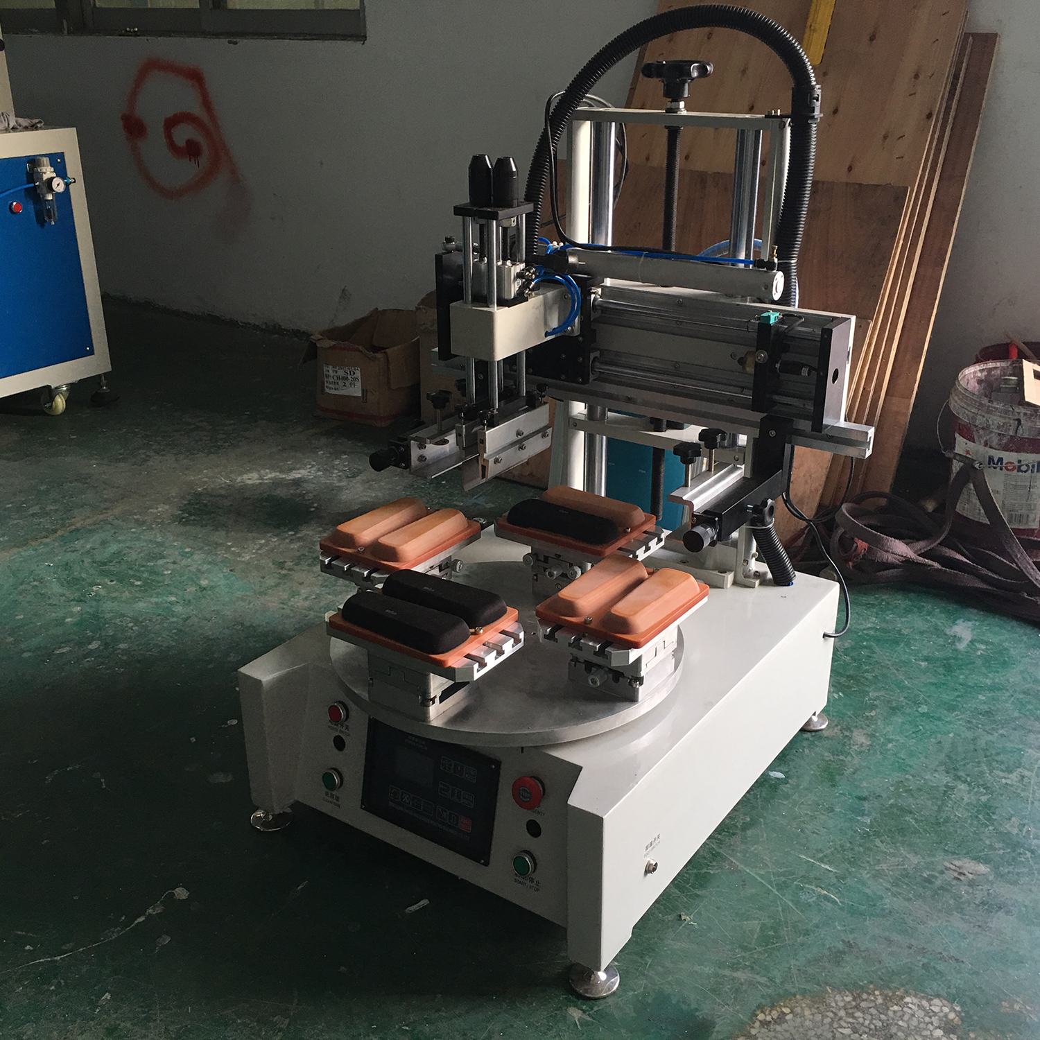 Máquina de impresión de pantalla plana giratoria de sobremesa (HX-400R/4)